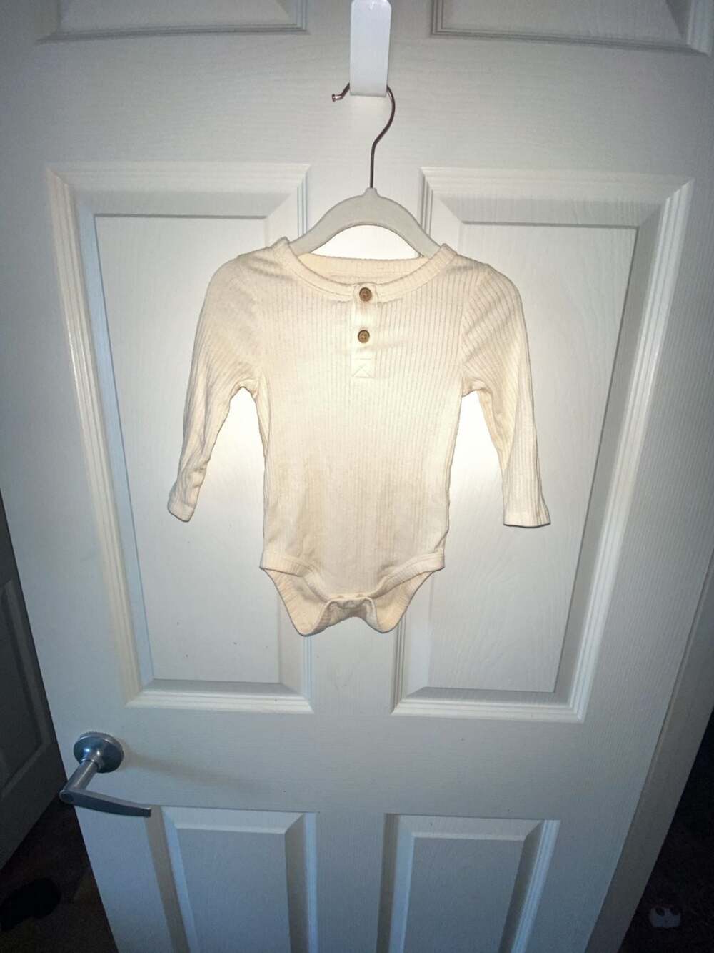 Baby Cat & Jack Cream Ribbed Long Sleeve Henley Bodysuit